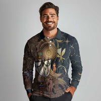 Hawaii Makahiki Long Sleeve Polo Shirt Polynesian Sky And Earth DT05 - Polynesian Pride