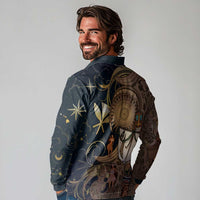 Hawaii Makahiki Long Sleeve Polo Shirt Polynesian Sky And Earth DT05 - Polynesian Pride
