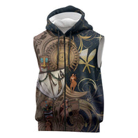 Hawaii Makahiki Sleeveless Zip Hoodie Polynesian Sky And Earth DT05 Gold - Polynesian Pride