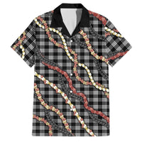 Hawaii Palaka Niihau Shell Lei Family Matching Off Shoulder Maxi Dress and Hawaiian Shirt Tropical Island Plaid Patterns