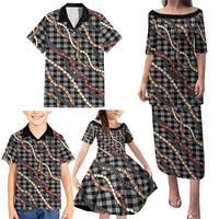 Hawaii Palaka Niihau Shell Lei Family Matching Puletasi and Hawaiian Shirt Tropical Island Plaid Patterns