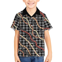 Hawaii Palaka Niihau Shell Lei Kid Hawaiian Shirt Tropical Island Plaid Patterns DT05 Kid Black - Polynesian Pride