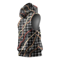 Hawaii Palaka Niihau Shell Lei Sleeveless Hoodie Tropical Island Plaid Patterns