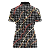 Hawaii Palaka Niihau Shell Lei Women Polo Shirt Tropical Island Plaid Patterns