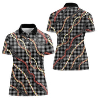 Hawaii Palaka Niihau Shell Lei Women Polo Shirt Tropical Island Plaid Patterns
