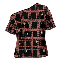 Hawaii Palaka Kahelelani Shell Lei Costume Cross Shoulder Shirt Plaid Patterns