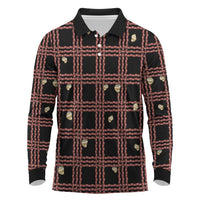Hawaii Palaka Kahelelani Shell Lei Costume Long Sleeve Polo Shirt Plaid Patterns DT05 Black - Polynesian Pride