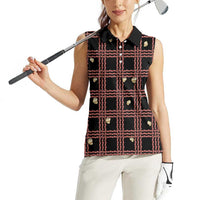 Hawaii Palaka Kahelelani Shell Lei Costume Women Sleeveless Polo Shirt Plaid Patterns