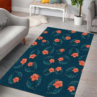 Hawaii Monstera Area Rug Hibiscus Flowers Simple Style - Polynesian Pride