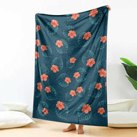 Hawaii Monstera Blanket Hibiscus Flowers Simple Style - Polynesian Pride