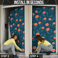 Hawaii Monstera Door Cover Hibiscus Flowers Simple Style - Polynesian Pride