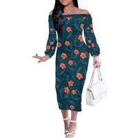 Hawaii Monstera Family Matching Off The Shoulder Long Sleeve Dress and Hawaiian Shirt Hibiscus Flowers Simple Style - Polynesian Pride
