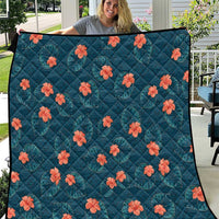 Hawaii Monstera Quilt Hibiscus Flowers Simple Style - Polynesian Pride