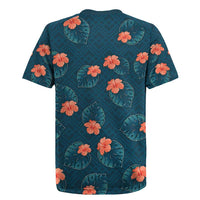 Hawaii Monstera Rugby Jersey Hibiscus Flowers Simple Style - Polynesian Pride