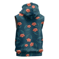 Hawaii Monstera Sleeveless Zip Hoodie Hibiscus Flowers Simple Style DT05 - Polynesian Pride