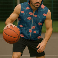 Hawaii Monstera Sleeveless Zip Hoodie Hibiscus Flowers Simple Style DT05 - Polynesian Pride