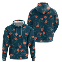 Hawaii Monstera Zip Hoodie Hibiscus Flowers Simple Style - Polynesian Pride