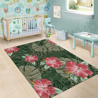 Hawaii Area Rug Green Polynesian Monstera Patterns - Polynesian Pride
