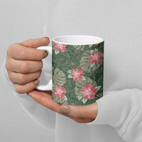 Hawaii Ceramic Mug Green Polynesian Monstera Patterns - Polynesian Pride