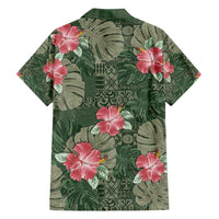 Hawaii Family Matching Puletasi and Hawaiian Shirt Green Polynesian Monstera Patterns - Polynesian Pride
