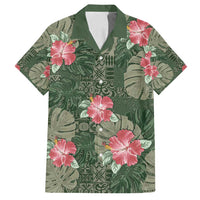 Hawaii Family Matching Summer Maxi Dress and Hawaiian Shirt Green Polynesian Monstera Patterns - Polynesian Pride