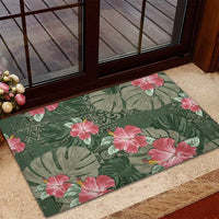 Hawaii Rubber Doormat Green Polynesian Monstera Patterns - Polynesian Pride