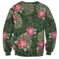 Hawaii Sweatshirt Green Polynesian Monstera Patterns - Polynesian Pride