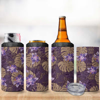 Hawaii 4 in 1 Can Cooler Tumbler Purple Polynesian Monstera Patterns - Polynesian Pride