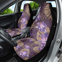 Hawaii Car Seat Cover Purple Polynesian Monstera Patterns - Polynesian Pride