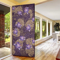 Hawaii Door Cover Purple Polynesian Monstera Patterns - Polynesian Pride