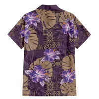 Hawaii Family Matching Mermaid Dress and Hawaiian Shirt Purple Polynesian Monstera Patterns - Polynesian Pride