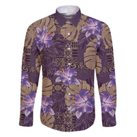 Hawaii Family Matching Puletasi and Hawaiian Shirt Purple Polynesian Monstera Patterns - Polynesian Pride