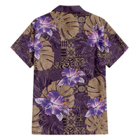 Hawaii Hawaiian Shirt Purple Polynesian Monstera Patterns - Polynesian Pride
