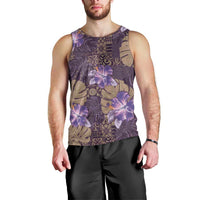 Hawaii Men Tank Top Purple Polynesian Monstera Patterns - Polynesian Pride