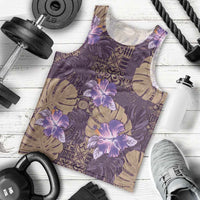 Hawaii Men Tank Top Purple Polynesian Monstera Patterns - Polynesian Pride