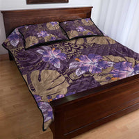 Hawaii Quilt Bed Set Purple Polynesian Monstera Patterns - Polynesian Pride