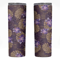 Hawaii Skinny Tumbler Purple Polynesian Monstera Patterns - Polynesian Pride