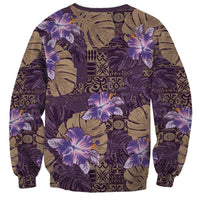 Hawaii Sweatshirt Purple Polynesian Monstera Patterns - Polynesian Pride
