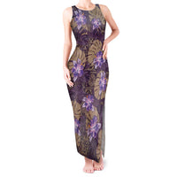 Hawaii Tank Maxi Dress Purple Polynesian Monstera Patterns - Polynesian Pride
