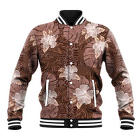 Hawaii Baseball Jacket Brown Polynesian Monstera Patterns - Polynesian Pride