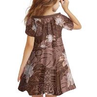 Hawaii Family Matching Off Shoulder Maxi Dress and Hawaiian Shirt Brown Polynesian Monstera Patterns - Polynesian Pride