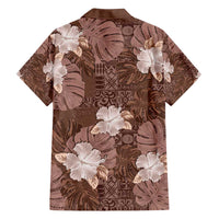 Hawaii Family Matching Tank Maxi Dress and Hawaiian Shirt Brown Polynesian Monstera Patterns - Polynesian Pride
