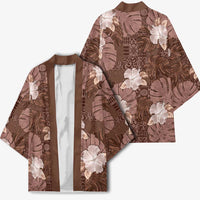 Hawaii Kimono Brown Polynesian Monstera Patterns - Polynesian Pride