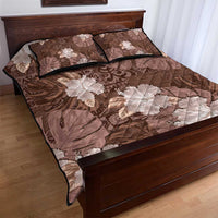 Hawaii Quilt Bed Set Brown Polynesian Monstera Patterns - Polynesian Pride