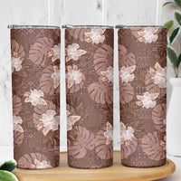 Hawaii Skinny Tumbler Brown Polynesian Monstera Patterns - Polynesian Pride