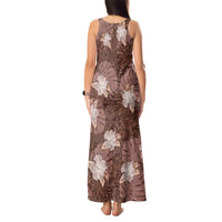 Hawaii Tank Maxi Dress Brown Polynesian Monstera Patterns - Polynesian Pride