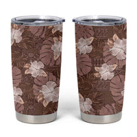 Hawaii Tumbler Cup Brown Polynesian Monstera Patterns - Polynesian Pride