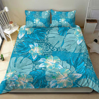 Hawaii Bedding Set Teal Polynesian Monstera Patterns - Polynesian Pride