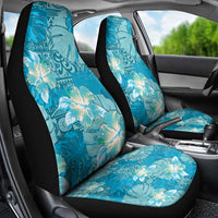 Hawaii Car Seat Cover Teal Polynesian Monstera Patterns - Polynesian Pride