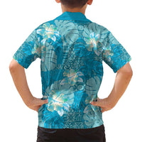 Hawaii Family Matching Off Shoulder Short Dress and Hawaiian Shirt Teal Polynesian Monstera Patterns - Polynesian Pride